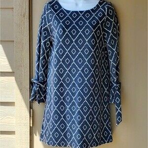 Womens Loft Grey Bell Sleeve Geometric Midi Dress size small